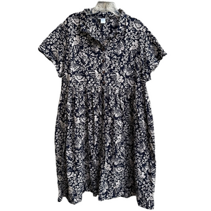 Vintage Serengeti Catalog Hawaiian Floral Print Shirt Dress Pockets Cotton 3X